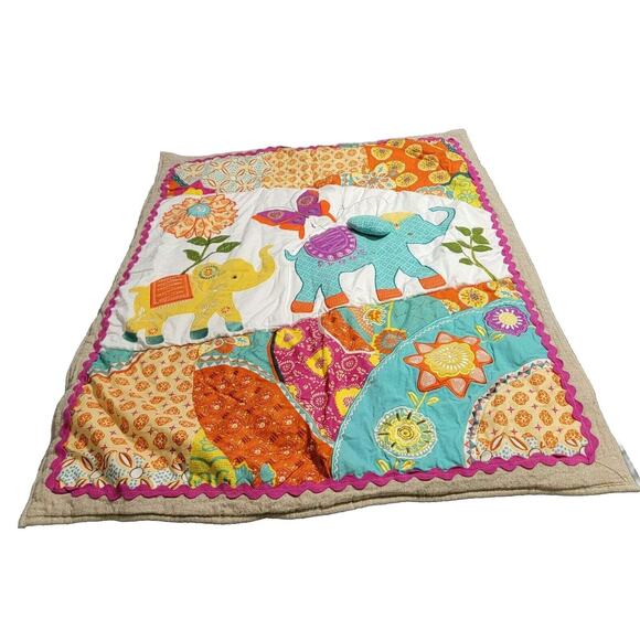 Levtex Zahara Elephant Nursery Baby Blanket Quilt Crib Comforter - Picture 1 of 5